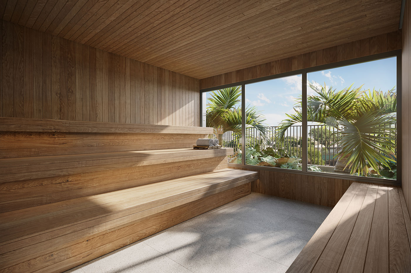 Perspectiva ilustrada da sauna