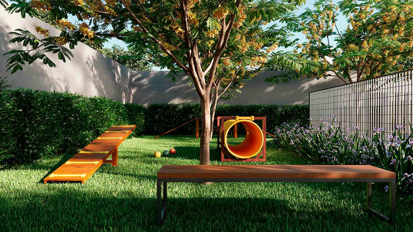 Perspectiva ilustrada do pet place