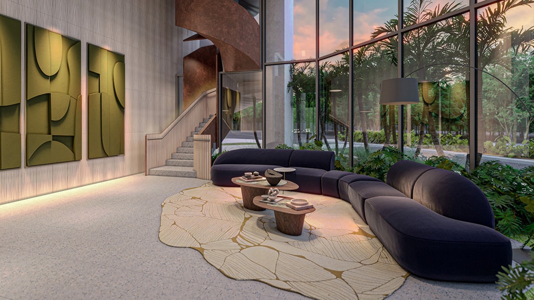 Perspectiva ilustrada do lobby