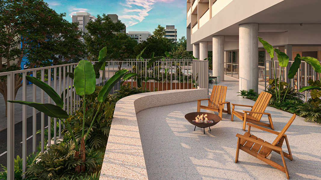 Perspectiva ilustrada do fire pit
