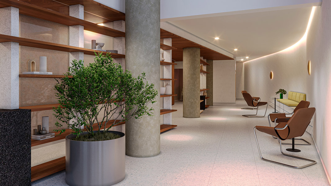 Perspectiva ilustrada do lobby