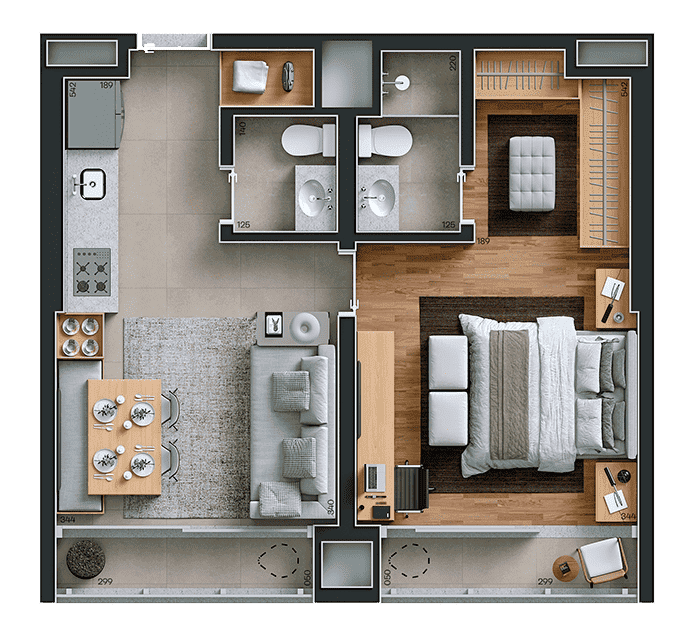 1 SUÍTE DE 50 M²