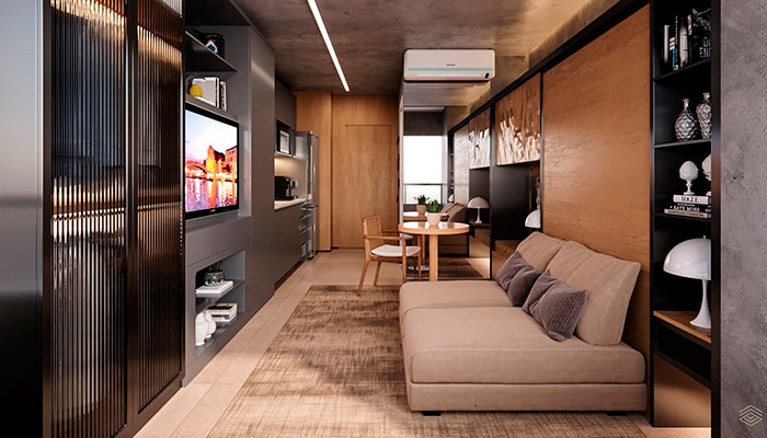 Studio com sofá-cama- 25 m²