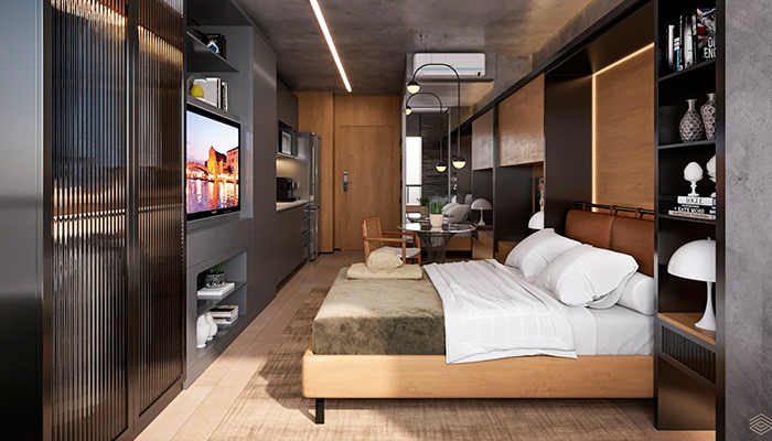 Studio com sofá-cama- 25 m²