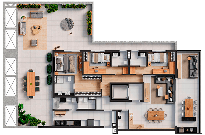 3 DORMITÓRIOS - OPÇÃO GARDEN II