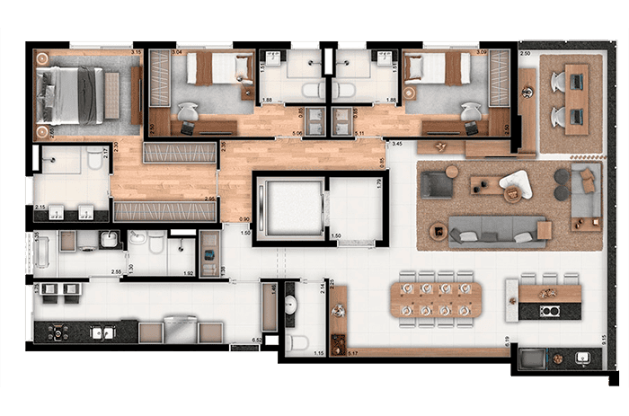 3 DORMITÓRIOS - OPÇÃO HOME OFFICE